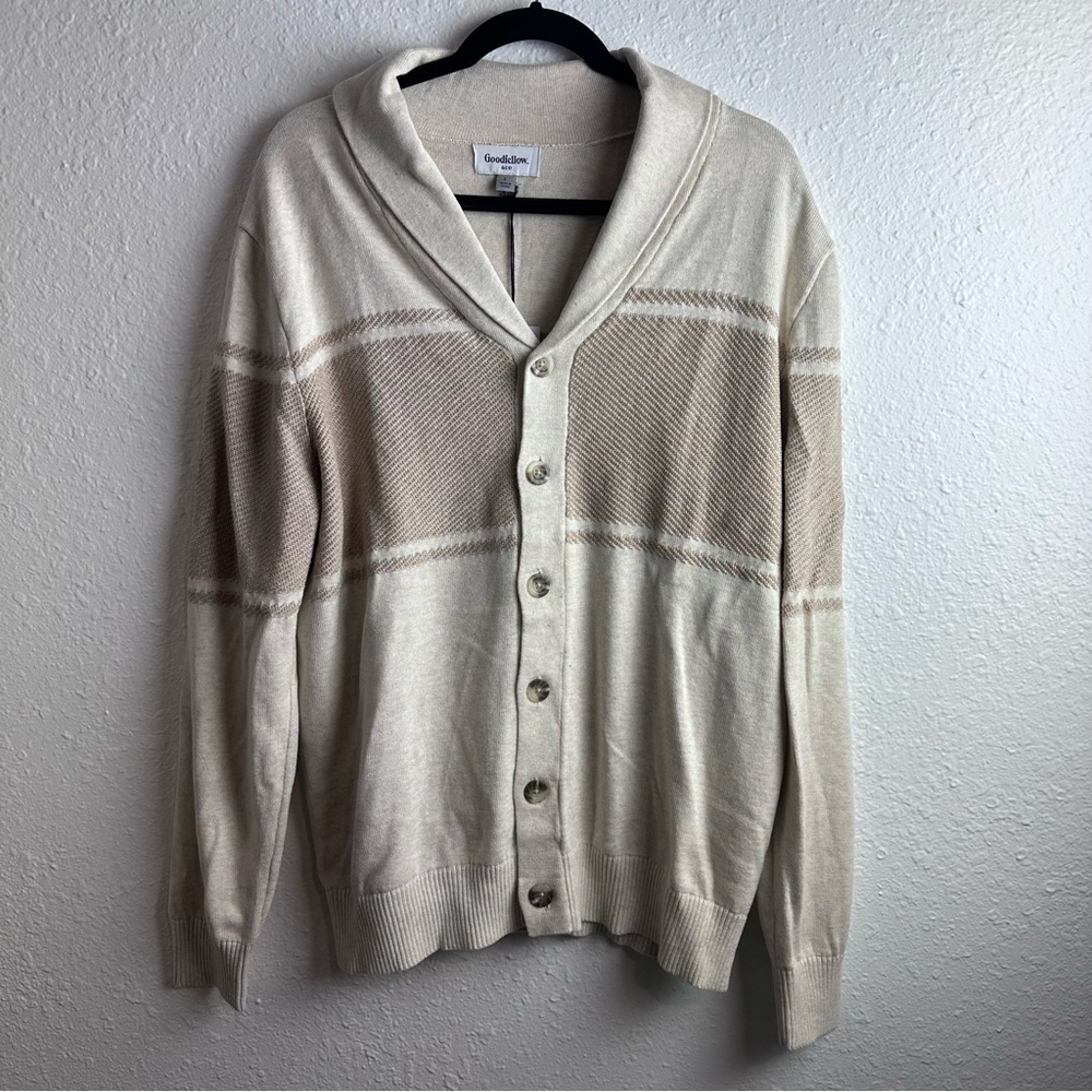 Goodfellow & Co Men's Beige and Cream Cardigan Sweater